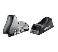 wolfcraft 4009000 Rabot d'Angle Triple - Rabot Plaquiste à Chanfreiner - 3 Lames Trapèzes 52/0,50 mm & 4013000 Rabot-bloc Plaquiste Extra Large - 150 x 57 mm