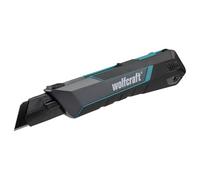 wolfcraft 4291000 - Cutter à lame sécable PRO SAFETY, 25 mm - Cutter professionnel ultra-tranchant avec une ergonomie optimale pour les gauchers et les droitiers