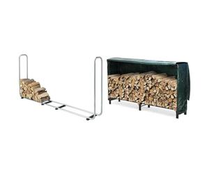 wolfcraft 5122000 - Stockeur de Bûches - Bûches de 25 à 50 cm & vounot Serre Bûche 2m avec Housse de Protection Range Bûche Acier Serre Bûche Grande Capacité