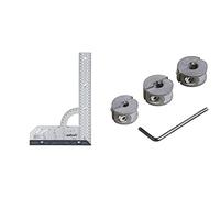 Wolfcraft 5205000 Equerre multifonction 300 mm argent & 2755000 3 butées de Profondeur Pour Tous Les Forets Ø 6 8 10 Mm + Clé Hexagonale argent
