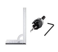 wolfcraft 5206000 Equerre Multifonction | Equerre de menuisier 4-en-1 | Longueur 500 mm & 2544000 Foret avec Fraisoir | Avec butée de profondeur | Pré-perçage et fraisage