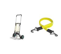 wolfcraft 5503000 - TS 850 Offroad - Diable Pliable pour Jardin et Terrain Extérieur - Charge max.100kg & Master Lock 3226EURDAT Tendeur Plat avec Crochet [100 cm d'Elastique] [Double Crochet Inversé]