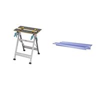 Wolfcraft 6177000 Master 200 Etabli et Table de Serrage universel - Plateau Réglable et Gradué - Charge max. 90 kg & 6171000 Mâchoires d'étau en aluminium Pour établis argent