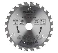 wolfcraft 6341000 6341000-Disco Circular HM, 24 dientes, Serie Lila, Para Sierras circulares de Mano a batería