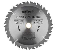 wolfcraft 6733000 1 Lame de Scie Circulaire Ø 160 mm, Ct, Alésage 20 mm, 20 Dents, Surface Poncée, Denture Sablée et Alternée Argent