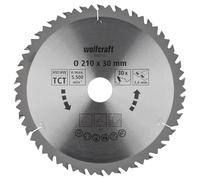 wolfcraft 6737000 1 Lame de Scie Circulaire Ø 210 Mm, Ct, Alésage 30 Mm, 30 Dents, Surface Poncée, Denture Sablée Et Alternée argent