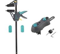 wolfcraft 6985000 - Serre-joint à Main pour Pose Terrasse, Noir & 6960000 - Kit de Perçage pour Terrasse Bois - Pour un Vissage des Lames de Terrasse - Pour Lames de 100 à 145 mm - 3 pièces