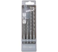 Wolfcraft 8456000 carbure de tungstène Jeu de forets pour marteau-perforateur 4 pièces 5 mm, 6 mm, 6 mm, 8 mm SDS-Plus 1 set
