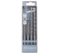 Wolfcraft 8456000 carbure de tungstène Jeu de forets pour marteau-perforateur 4 pièces 5 mm, 6 mm, 6 mm, 8 mm SDS-Plus 1 set