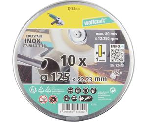 Wolfcraft 8463000 Disque à tronçonner diamanté 125 mm 10 pc(s) acier inoxydable (antirouille), métal
