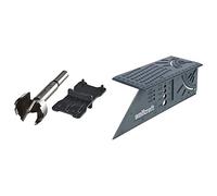 wolfcraft 8728000 1 Fraise D'encastrement Ø35 Mm, Queue Ø 10 Mm, Longueur 90 Mm + Guide de Pose,argent & 5208000 Équerre 3D d'onglet 150 x 275 x 66 mm - Traçage angle de 45° à 90°