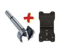 Wolfcraft - Kit fraise à bois d'encastrement Ø35 mm - 2 pièces, denture intégrée, gabarit de marquage