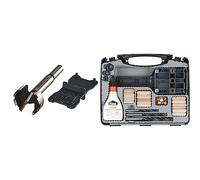 wolfcraft 8728000 - Kit Fraise à Bois d'Encastrement Ø35 mm - Pour Fixation des Charnières - Gabarit de Marquage Inclus - 2 pcs & 4645000 Coffret d'assemblage bois pour tourillons 6, 8 et 10 mm