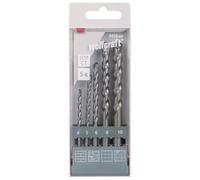 Wolfcraft 8450000 carbure de tungstène Jeu de forets spiralés pour pierre 5 pièces 4 mm, 5 mm, 6 mm, 8 mm, 10 mm tige cylindrique