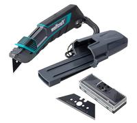 wolfcraft Cutter de Sécurité Pro Safety - Couteau Rétractable avec 6 Lames