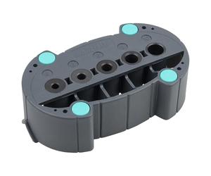 wolfcraft Guide de Perçage Mobile Accumobil pour Forêts Diamètre 4-10 mm | Gabarit de perçage d'angle à 90° avec patins antidérapants et rainures en V pour tubes, gris/noir, 4685000