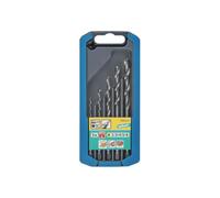wolfcraft 7121000 Coffret de 5 Forets Hss Rectifiés Noir/Argent/Bleu
