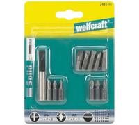 Wolfcraft Jeu d'embouts Solid : 1 porte-embouts magnétique et . 11 embouts assortis Fente 0,6 x 4,5 + 0,8 x 5,