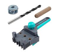 wolfcraft Kit Assemblage Tourillons Ø 8 mm - Guide, Mèche & 150 Chevilles | Kit de forets hélicoïdaux à bois, butée de profondeur et 150 chevilles à bois de 8 mm pour trous de chevilles 8621000