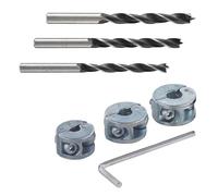 wolfcraft Kit de Perçage à Profondeur Limitée - 3 Mèches et Butées Bois | Set de 7 pièces en acier CV avec mèches de 6, 8 et 10 mm et clé hexagonale pour bois tendre, article 8639000