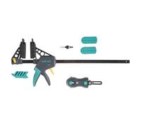 Wolfcraft Kit de Pose de Terrasse en Bois - 10 Pièces avec Serre-Joint | Set complet pour alignement précis, guide de perçage mobile et espaceurs pour lames de terrasse régulières. 6988000