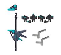 Wolfcraft Lot de Serrage | 3036000 Valet de Serrage et Serre-joint Pro 65-150 W | 6176000 Brides de Serrage Rapide - Perforations 20 mm - 2 pièces | 6166000 Mâchoires de Serrage en Pointe - 4 pièces