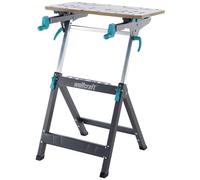 wolfcraft Master 750 Ergo Établi de Serrage et Support de Machine | Établi pliant réglable en hauteur pour scies à onglet, inclinaison rapide, plateau en MDF, charge 125 kg, 6871000