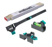 wolfcraft Kit Personnaliser son mètre, 4 pcs I 8623000 I Transforme le mètre en niveau ou en accessoire de traçage et permet de relever une dimension intérieure
