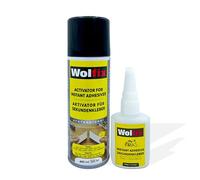 Wolfix Colle instantanée extra forte 100 g avec activateur de colle en spray 400 ml - Kit de colle universelle pour réparations professionnelles - Idéal pour les matériaux tels que le plastique, le
