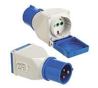 Wolfpack Adaptateur industriel Cetac-Schuko simple 2 pôles avec rabat