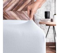Wolkenfeld Drap-Housse 90x200cm à 100x200cm - 100% Coton - Drap en Jersey Super Doux pour Matelas, Lit Boxspring ou Surmatelas - Hauteur de Matelas de 5 à 20cm, Blanc