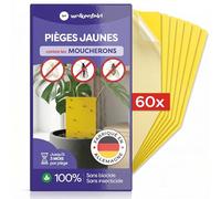 Wolkenfeld Piège à Moucherons Plantes 60 Pièces Stickers Jaunes - Anti Moucherons Interieur, Attrape Moucheron Adhésif Double Face, sans Insecticide - Plantes d’Intérieur & Serre - Made in Germany