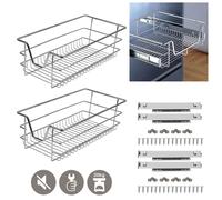 Wolketon 2x 30cm Tiroir télescopique pour armoire Tiroir de cuisine pour 30cm d'étagère