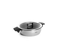 WOLL - Concept faitout Ø 28 cm en acier inoxydable avec couvercle, 4,8 l - induction - tous feux - compatible four jusqu’à 200 °C - revêtement antiadhésif, coloris argent
