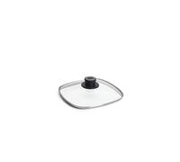 Woll Couvercle carré en verre de sécurité, 22 x 22 cm, bouton de couvercle avec aération permanente, bordure en acier inoxydable, transparent, passe au four jusqu'à 250 °C