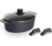 Woll "Diamond Lite" Cocotte ovale 27 x 22 cm, 9,5 cm de haut, 3,7 litres, couvercle en verre inclus - Compatible induction
