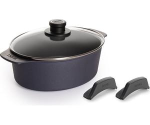 Woll "Diamond Lite" Cocotte ovale 27 x 22 cm, 9,5 cm de haut, 3,7 litres, couvercle en verre inclus - Compatible induction