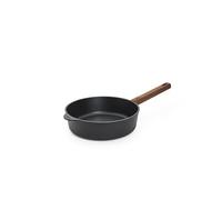Woll Diamond QXR Eco Logic Poêle à bord haut en fonte - inductive - Ø 24 cm, hauteur 7 cm, avec manche en bois solide et durable - Convient pour tous les types de feux, sans PFAS, aluminium, noir