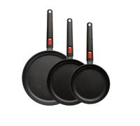 Woll Eco Lite Lot de 3 poêles antiadhésives, 20/24/28 cm, aluminium recyclé, poignées amovibles, noir