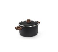 WOLL - Eco Logic QXR faitout en fonte d’aluminium Ø 24 cm, 5 L avec couvercle en verre - faitout à induction avec revêtement antiadhésif sans PFAS - 2 poignées latérales en bois