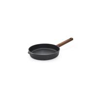 Woll Eco Logic QXR Poêle plate en fonte d'aluminium avec manche en bois durable Compatible avec tous les types de plaques de cuisson, sans PFAS et fonte d'aluminium Passe au four Noir Ø 24 cm Hauteur