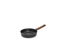 Woll Eco Logic QXR Poêle plate en fonte inductive, diamètre 20 cm, hauteur 5 cm, avec manche en bois solide et durable, convient pour tous les types de feux, sans PFAS, revêtement antiadhésif, fonte