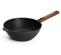 Woll Eco Logic QXR Wok en fonte : poignée en bois amovible, Ø 24 cm, hauteur 9 cm, tous feux y compris induction