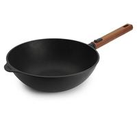 Woll Eco Logic QXR Wok en fonte : poignée en bois amovible, Ø 28 cm, hauteur 10 cm, tous feux y compris induction