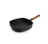 Woll - Poêle carrée Eco Logic QXR 28 x 28 cm avec manche amovible en bois - poêle antiadhésive sans PFAS, compatible four - poêle induction - poêle pour induction - poêle à frire carrée