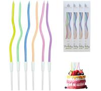 WOLMIK Lot de 24 bougies torsadées en spirale pour gâteau d'anniversaire, fête prénatale, décoration de fête de mariage