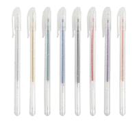 WOLMIK Lot de 8 stylos gel métallisés | Paillettes | Pour fournitures d'art, livres de coloriage pour adultes, dessin, croquis, bricolage, etc. Pointe de 1,0 mm | 8 couleurs