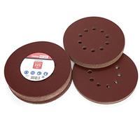 Woltersberger® 50 Disques abrasifs Diamètre 225 mm | Grain P120 | 10 trous en rouge | Papier abrasif pour construction a sec | disques de papier de verre à crochets et boucles