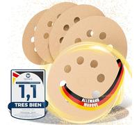 Woltersberger® 50 pièces Disques Abrasifs Or │ 8 trous │ Ø 125 mm │ grain 100 │ pour ponceuses orbitales aléatoires │ feuilles abrasives │ papier de verre