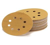 Woltersberger® 50 pièces Disques Abrasifs Or │ 8 trous │ Ø 125 mm │ grain 40 │ pour ponceuses orbitales aléatoires │ feuilles abrasives │ papier de verre